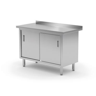 Pracovní stůl se skříňkou, posuvná dvířka – svařovaný, HENDI, Profi Line, 1400x600x(H)850mm | 811672